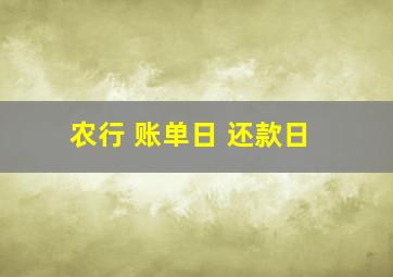 农行 账单日 还款日